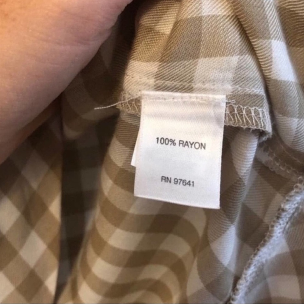 J.Jill Plaid Tan and White Plaid Lightweight Blouse - Picture 5 of 7